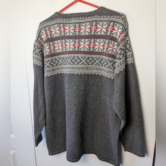 WOOLRICH Original Outdoor Wear Knit Women Crewneck Sweater Size XL Gray And Red - Picture 8 of 10